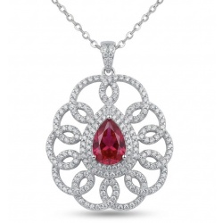 Izabella Luxurious natural 3.9 carat Ruby .925 Sterling Silver handmade necklace