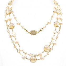 Rainbow Cascade Precious natural Blister Pearl 10K Gold over .925 Sterling Silver Necklace