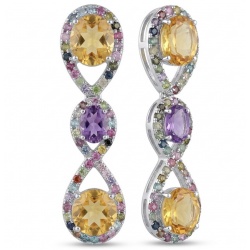 Exclusive 14.5 carat Brazilian Citine rhodium over .925 Sterling Silver handcrafted Earrings