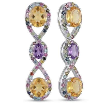 Exclusive 14.5 carat Brazilian Citine rhodium over .925 Sterling Silver handcrafted Earrings