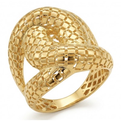 Dubai Style - Golden knot - .925 Sterling Silver dipped in 22K Gold handmade Large ring size 9