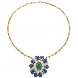 Colombian's Brilliance - emerald cut 4.7 carat Colombian Emerald 18K Gold over .925 Sterling Silver handcrafted necklace