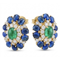Colombian's Brilliance - emerald cut 4.7 carat Colombian Emerald 18K Gold over .925 Sterling Silver handcrafted earrings