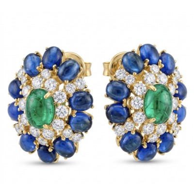 Colombian's Brilliance - emerald cut 4.7 carat Colombian Emerald 18K Gold over .925 Sterling Silver handcrafted earrings