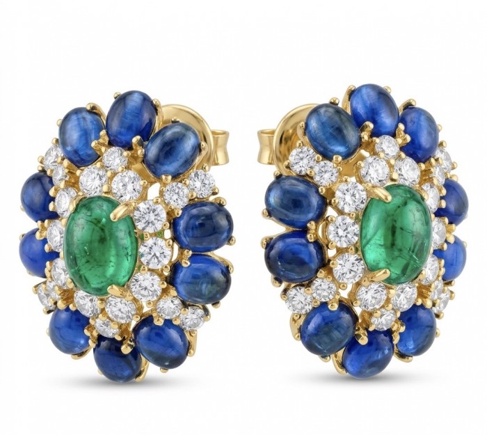 Colombian's Brilliance - emerald cut 4.7 carat Colombian Emerald 18K Gold over .925 Sterling Silver handcrafted earrings