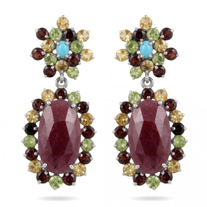 Real Art - Giovanna Natural 20.2 carat Kasmir Ruby .925 Sterling Silver handcrafted Statement earrings - video
