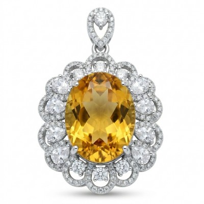 Costa del Sol 18.8 carat Citrine .925 Sterling Silver handcrafted Statement pendant
