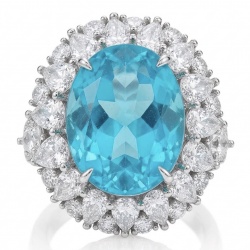 Gabriella 14.2 carat authentic Paraiba Tourmaline rhodium over .925 Sterling Silver handcrafted Statement Ring size 9 1/4