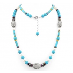 Luxurious Design genuine Turquoise Marcasite .925 Sterling Silver handcrafted Necklace