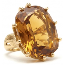 22.8 carat Genuine Heliodor 18K Gold over .925 Sterling Silver handcrafted ring size 10