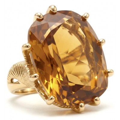22.8 carat Genuine Heliodor 18K Gold over .925 Sterling Silver handcrafted ring size 10
