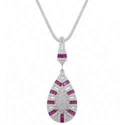 Art Deco - Izabella Luxurious natural 4.9 carat Ruby .925 Sterling Silver handmade necklace