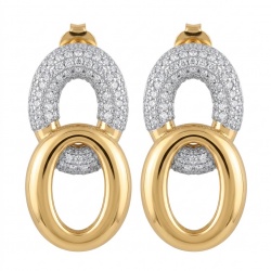 TIFFANY - LUXURIUS - Natural pave White Topaz 14K Gold over .925 Sterling Silver handmade earrings