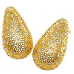 Dubai Style - Golden fancy Drops .925 Sterling Silver dipped in 22K Gold handmade Earrings