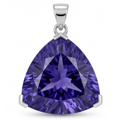 Fancy Trillion Cut Perfect 14.5 carat natural Tanzanite .925 Sterling Silver handcrafted Pendant