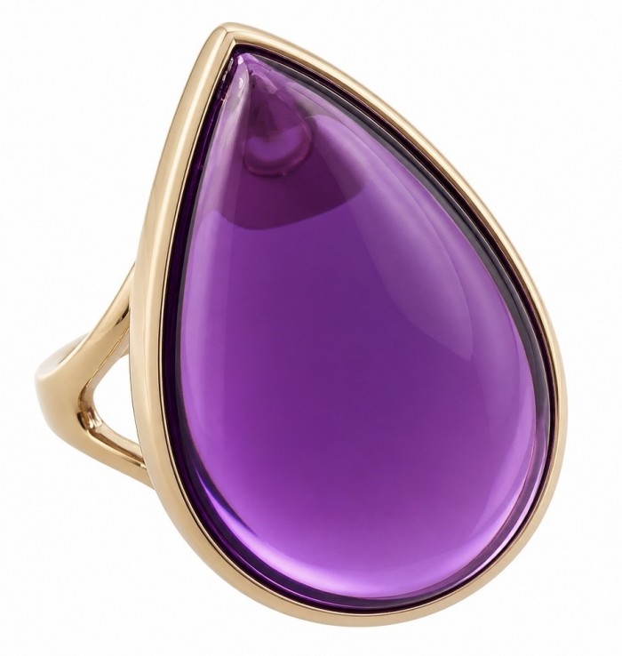 Top quality 23.5 carat Amethyst .925 Sterling Silver dipped in 18K Gold Handcrafted Large Ring size 8