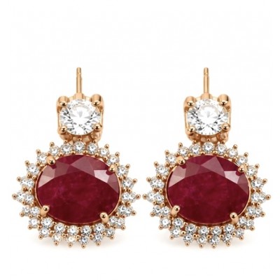 Exquisite 12.4 ctw Mozambique Ruby .925 Sterling Silver dipped in 22K Gold handcrafted Statement earrings
