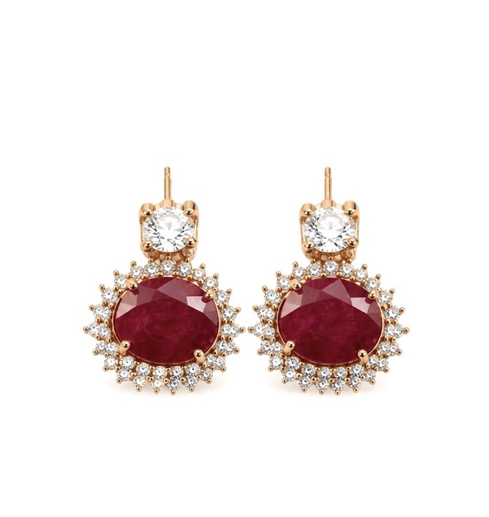 Exquisite 12.4 ctw Mozambique Ruby .925 Sterling Silver dipped in 22K Gold handcrafted Statement earrings - video