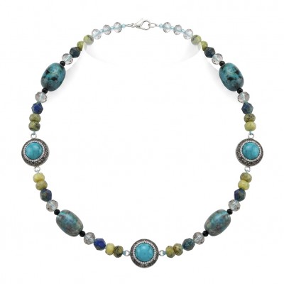 Boho Style - Great quality Turquoise .925 Sterling Silver handcrafted Necklace