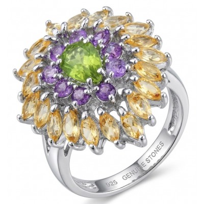 Wise Bliss Authentic 3.2 carat Peridot from Arizona .925 Sterling Silver handmade Ring s. 6
