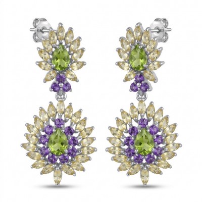 Wise Bliss Authentic 7.2 carat Peridot from Arizona .925 Sterling Silver handmade earrings