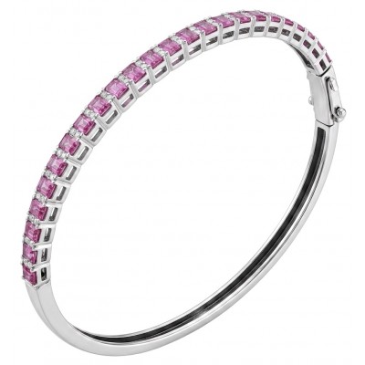 Art Deco Giovanna 7.2 carat Mozambique Ruby .925 Sterling Silver dipped in rhodium Statement Bracelet