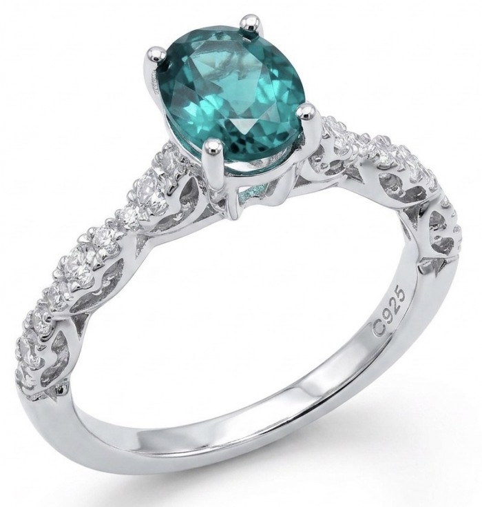 Authentic 3.8 carat CHROME Diopside .925 Sterling Silver handcrafted Ring size 7