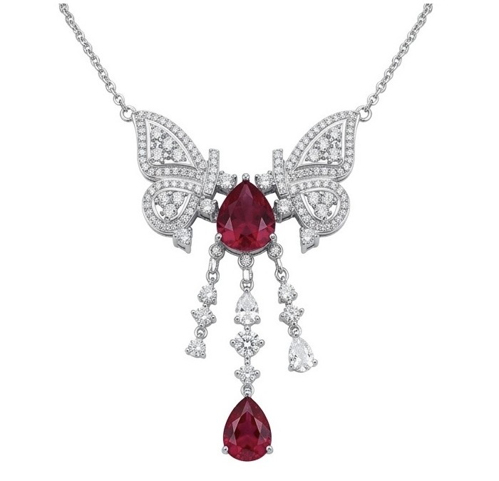 Giovanna - Magnificent Jewel 6.8 carat Ruby .925 Sterling Silver handcrafted incredible Statement Necklace