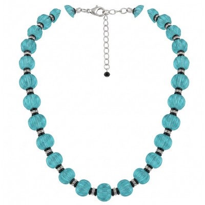 Art Deco - Rio de Janeiro - 52.2 carat carved Apatite .925 Sterling Silver handmade necklace