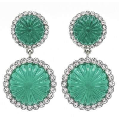 Art Deco - Rio de Janeiro - 41.2 carat carved Apatite .925 Sterling Silver handmade Earrings