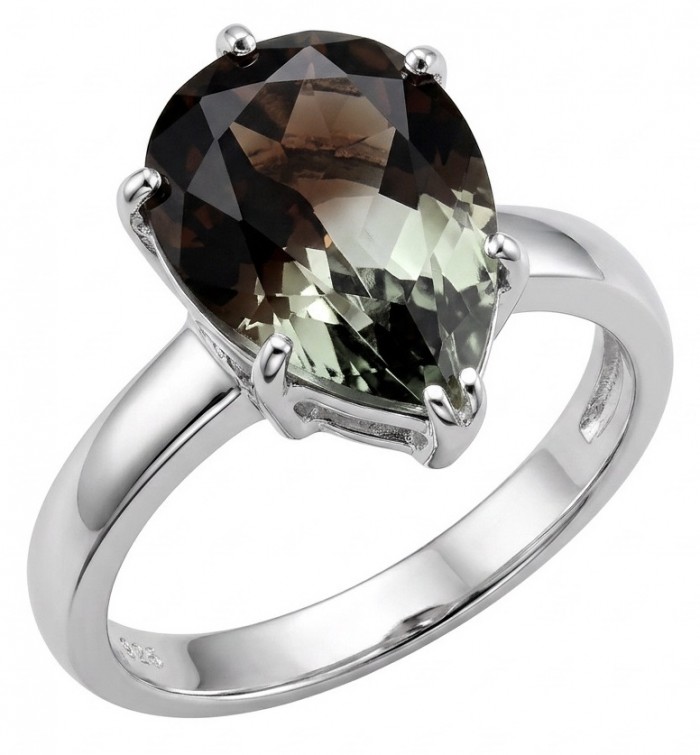 From dawn to dusk authentic 11.2 carat Brazilian Smoky Topaz .925 Sterling Silver Perfectly handcrafted Ring s. 8