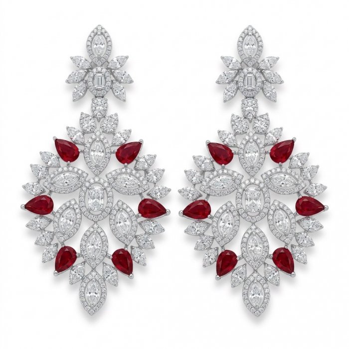 Isabella - Beauty of Nature- natural 27.5 carat Ruby Rhodium over .925 Sterling Silver handmade Statement earrings - video