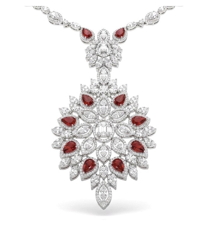 Isabella - Beauty of Nature- natural 32.5 carat Ruby Rhodium over .925 Sterling Silver handmade 28 INCHES Statement necklace