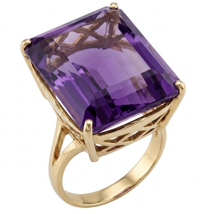 Empress of Uruguay 31.2 carat natural Amethyst .925 Sterling Silver dipped in 22K Gold Handcrafted Ring size 7
