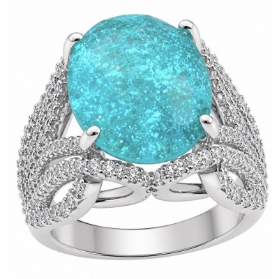 Oceania 14.5 carat Paraiba Tourmaline .925 Sterling Silver Handcrafted Ring size 9