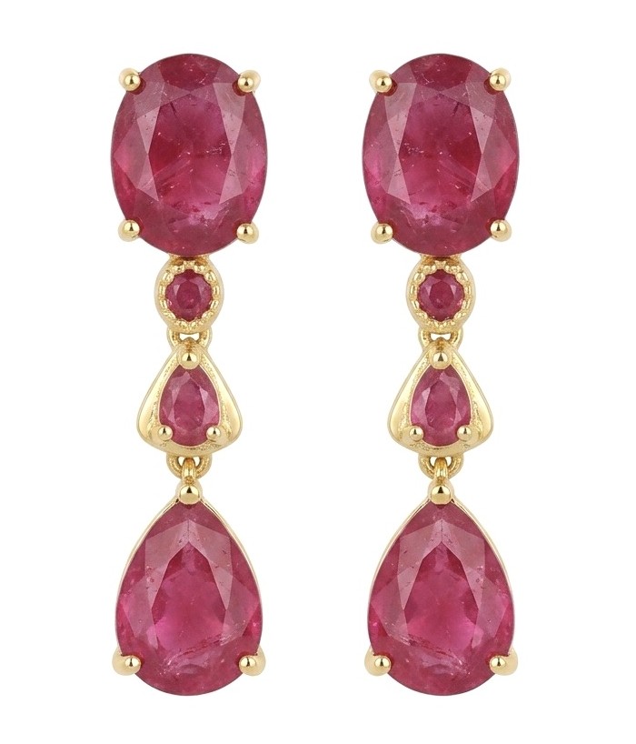 Giovanna - Magnificent Jewel 6.5 carat Mozambique Ruby 22K Gold over .925 Sterling Silver handcrafted incredible earrings