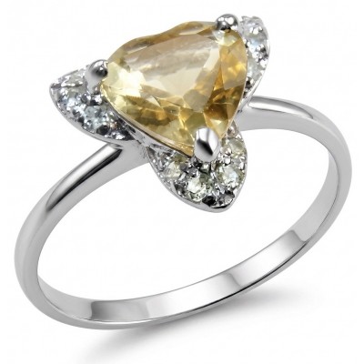 Yellow Heart 4.2 carat Brazilian Citrine .925 Sterling Silver handcrafted ring; s. 8 3/4