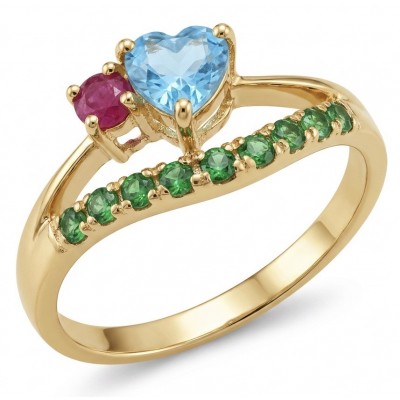 Atlntica 5.8 carat Swiss Blue Topaz .925 Sterling Silver dipped in 14K Gold handcrafted ring size 8