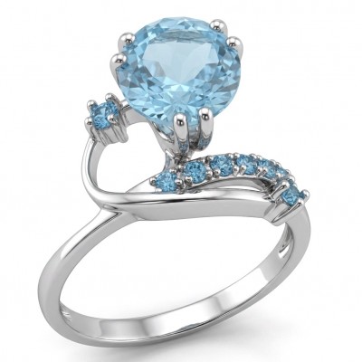 Atlantica 4.8 carat Swiss Blue Topaz .925 Sterling Silver dipped in rhodium handcrafted ring size 7