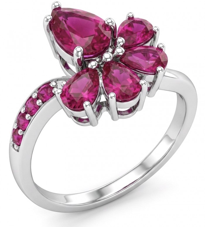 My Sweet Heart Natural 4.8 carat Mozambique Ruby .925 Sterling Silver Handcrafted Cocktail Ring s. 8