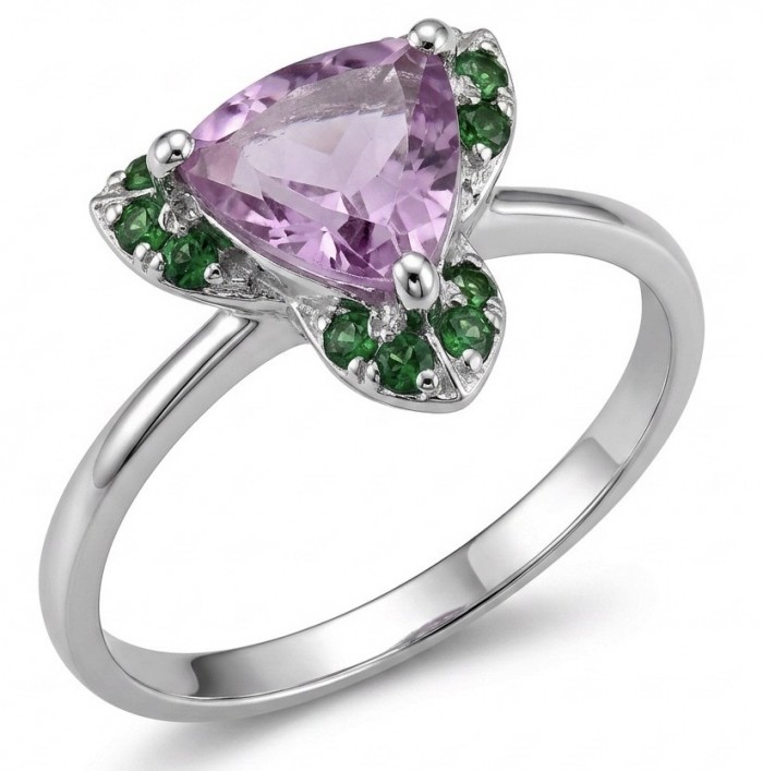 Purple Queen trillion cut 5.2 carat Amethyst .925 Sterling Silver Handcrafted Ring size 10