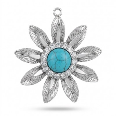 Exquisite Beauty Turquoise .925 Sterling Silver handmade Pendant