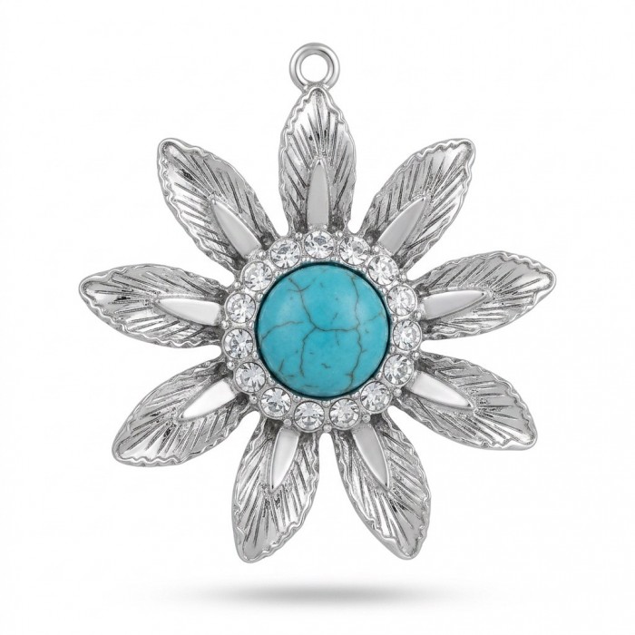 Exquisite Beauty Turquoise .925 Sterling Silver handmade Pendant