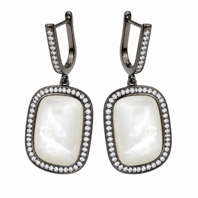 Top quality Sublime Blister Pearl black rhodium over .925 Sterling Silver handcrafted Earrings