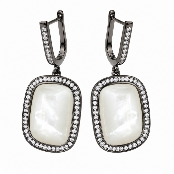 Top quality Sublime Blister Pearl black rhodium over .925 Sterling Silver handcrafted Earrings