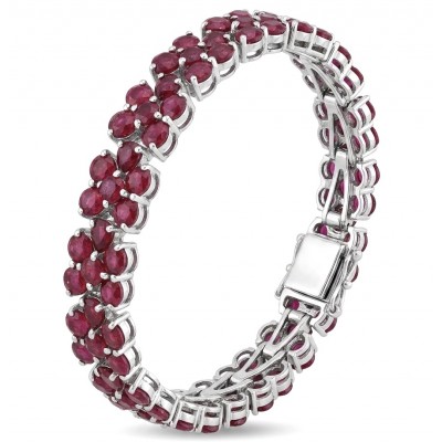 Giuseppina - Magnificent 42.3 carat authentic Ruby rhodium over .925 Sterling Silver handcrafted Bracelet