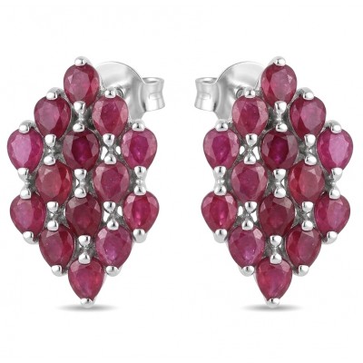 Giuseppina - Magnificent 10.8 carat authentic Ruby rhodium over .925 Sterling Silver handcrafted Statement earrings
