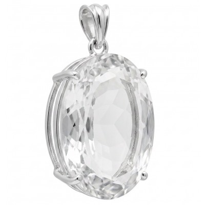 Classic Design 22.5 carat oval cut White Topaz .925 Sterling Silver handcrafted Pendant