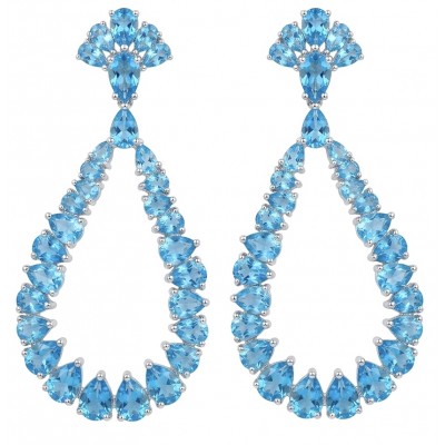 Atlantica - 12.5 carat Swiss Blue Topaz .925 Sterling Silver Handcrafted Statement Earrings