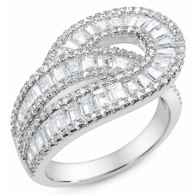Art Deco 8.6 ctw White TOPAZ .925 Sterling Silver handcrafted Statement Ring size 7